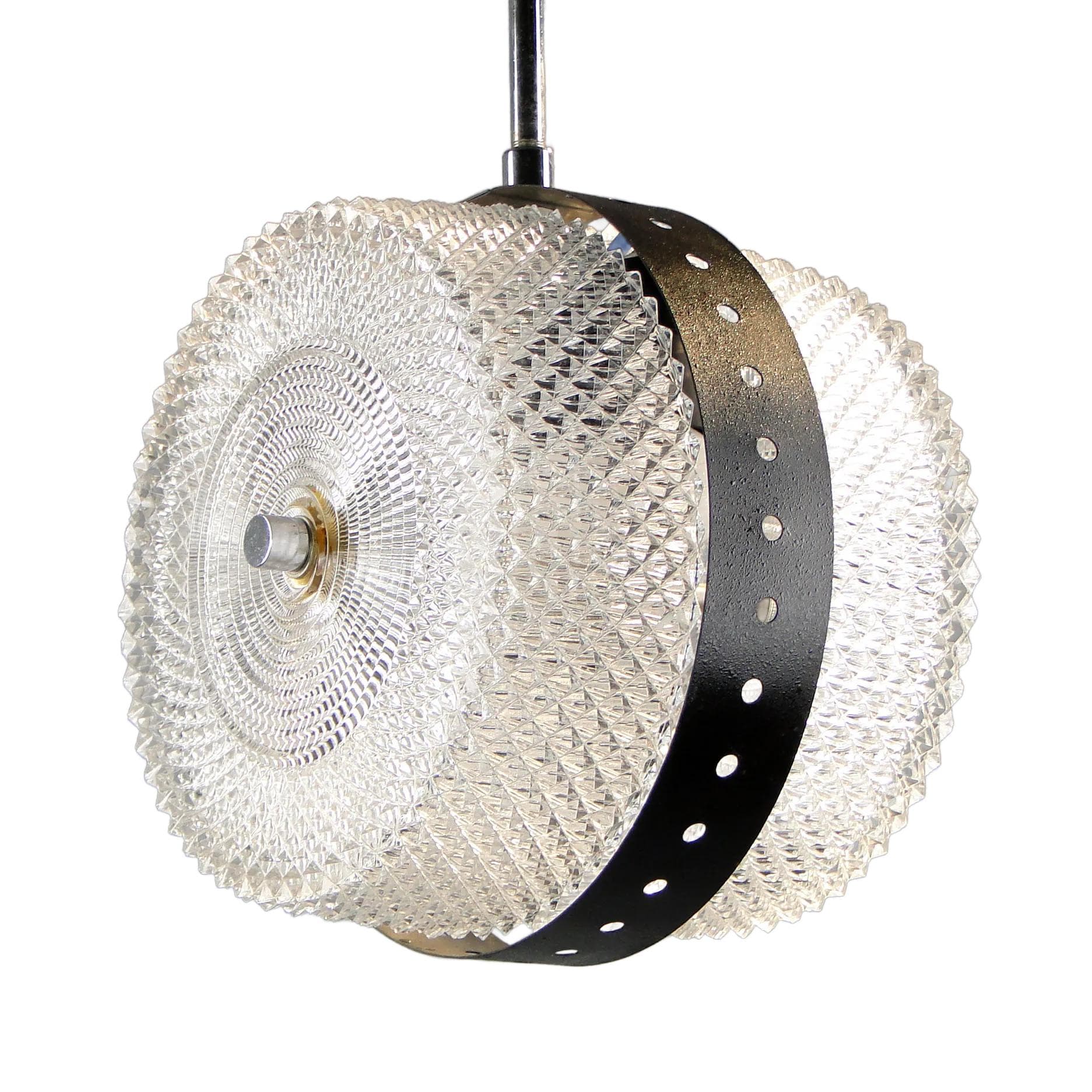 Lampa wisząca, Kamenický Šenov, szkło transparentne, Czechosłowacja, lata 60.