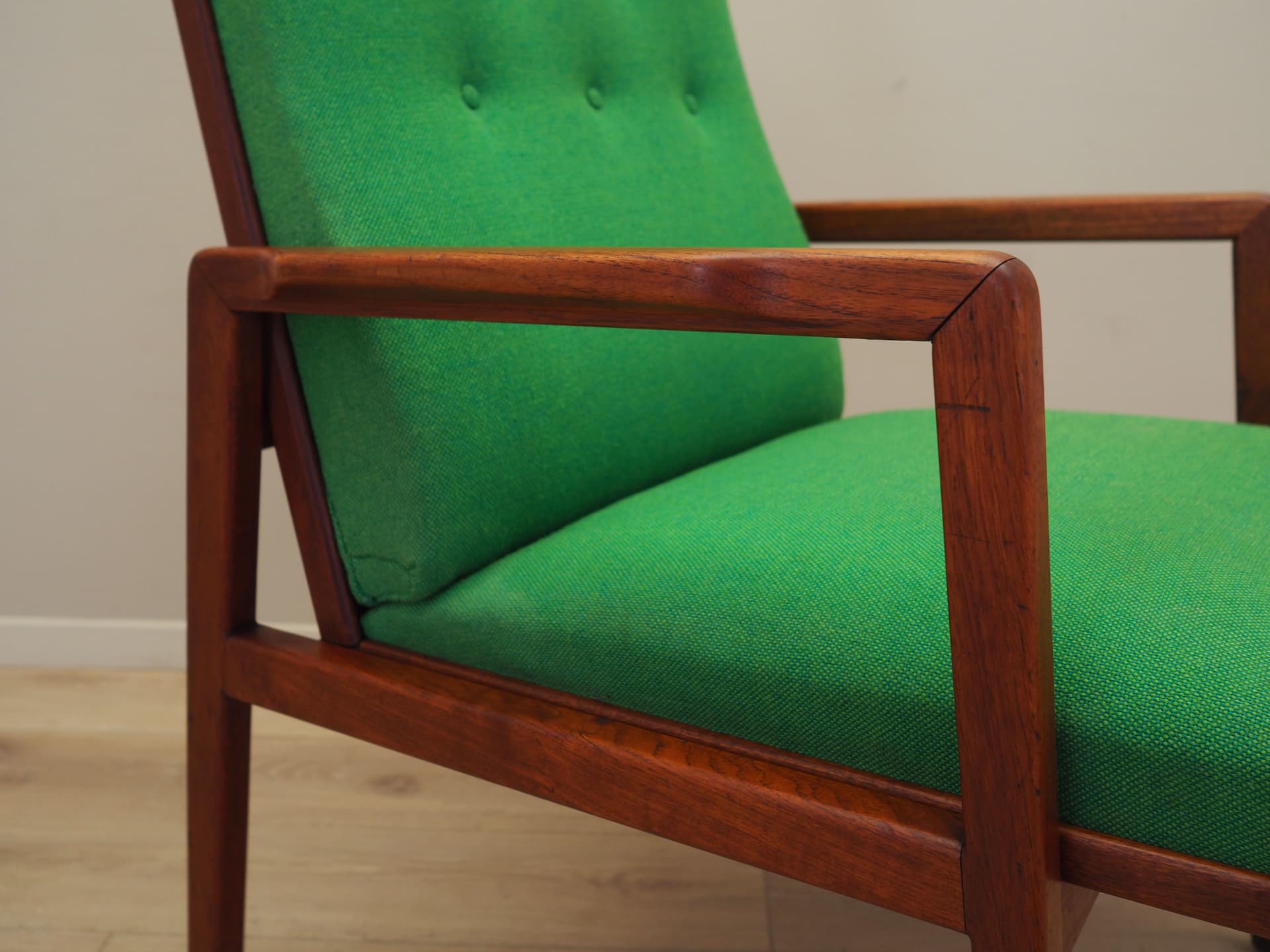 Armchair, green teak, Denmark, 1970s - 49760