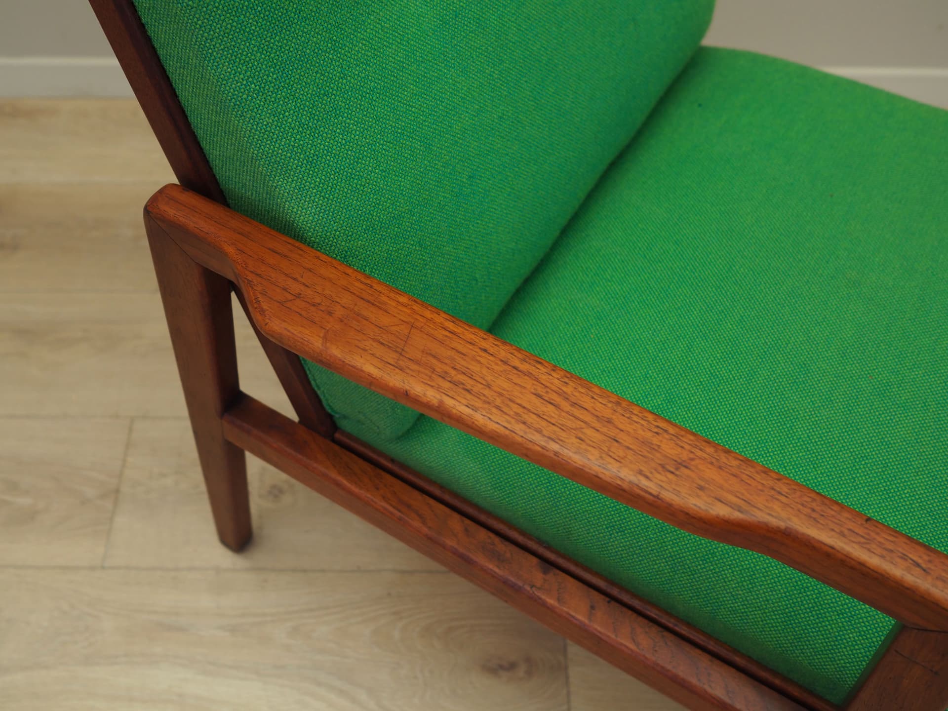 Armchair, green teak, Denmark, 1970s - 49762