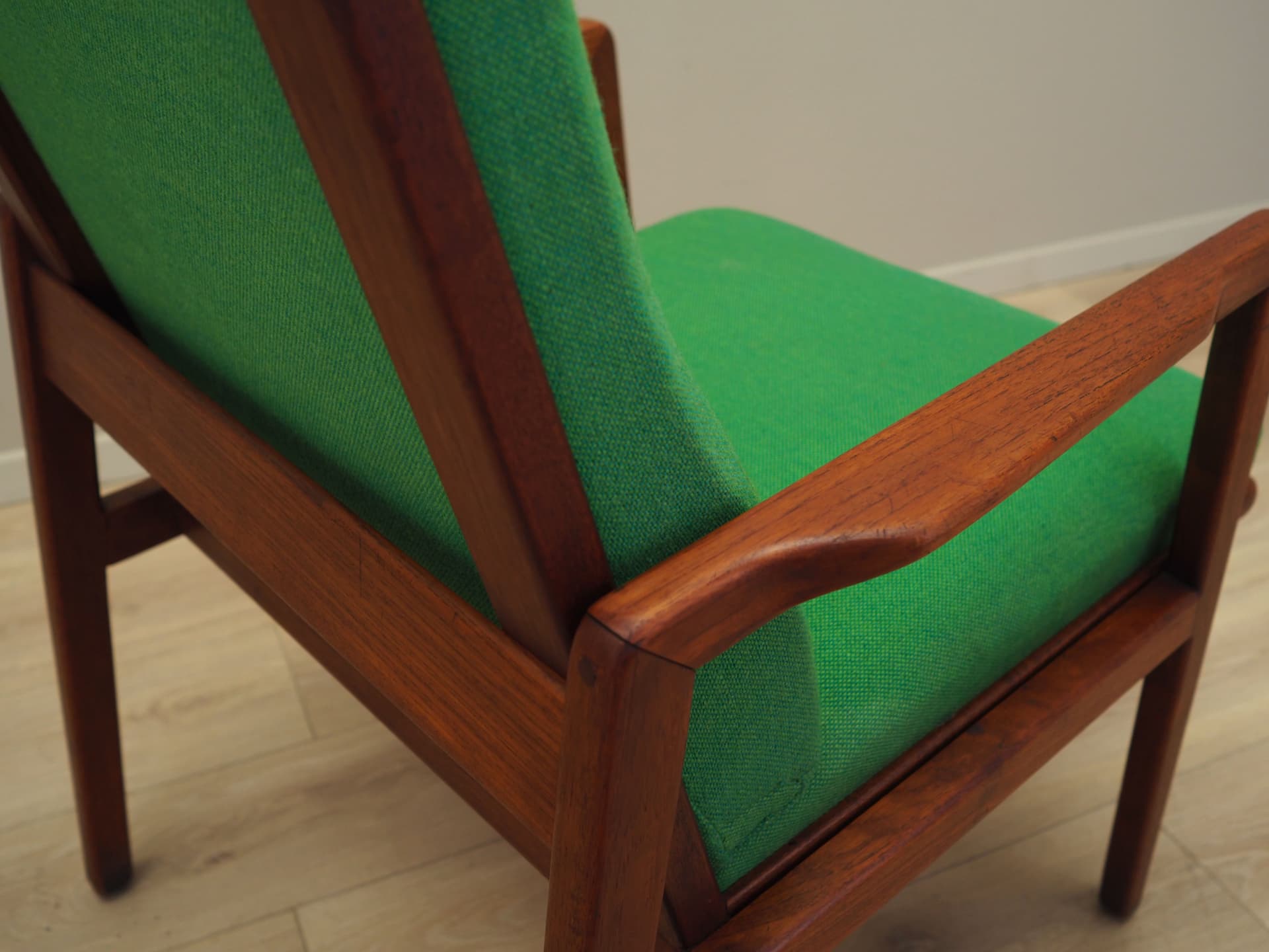 Armchair, green teak, Denmark, 1970s - 45218