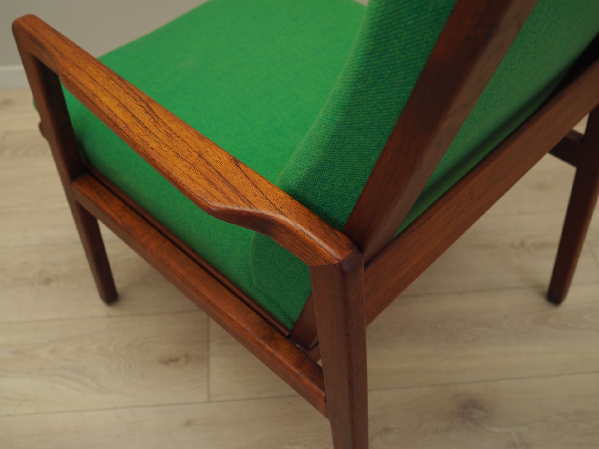 Armchair, green teak, Denmark, 1970s - 45216