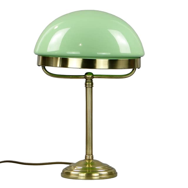 Lampa gabinetowa secesyjna, mosiądz, szkło zielone, Polska, początek XX w. - WYMIARY