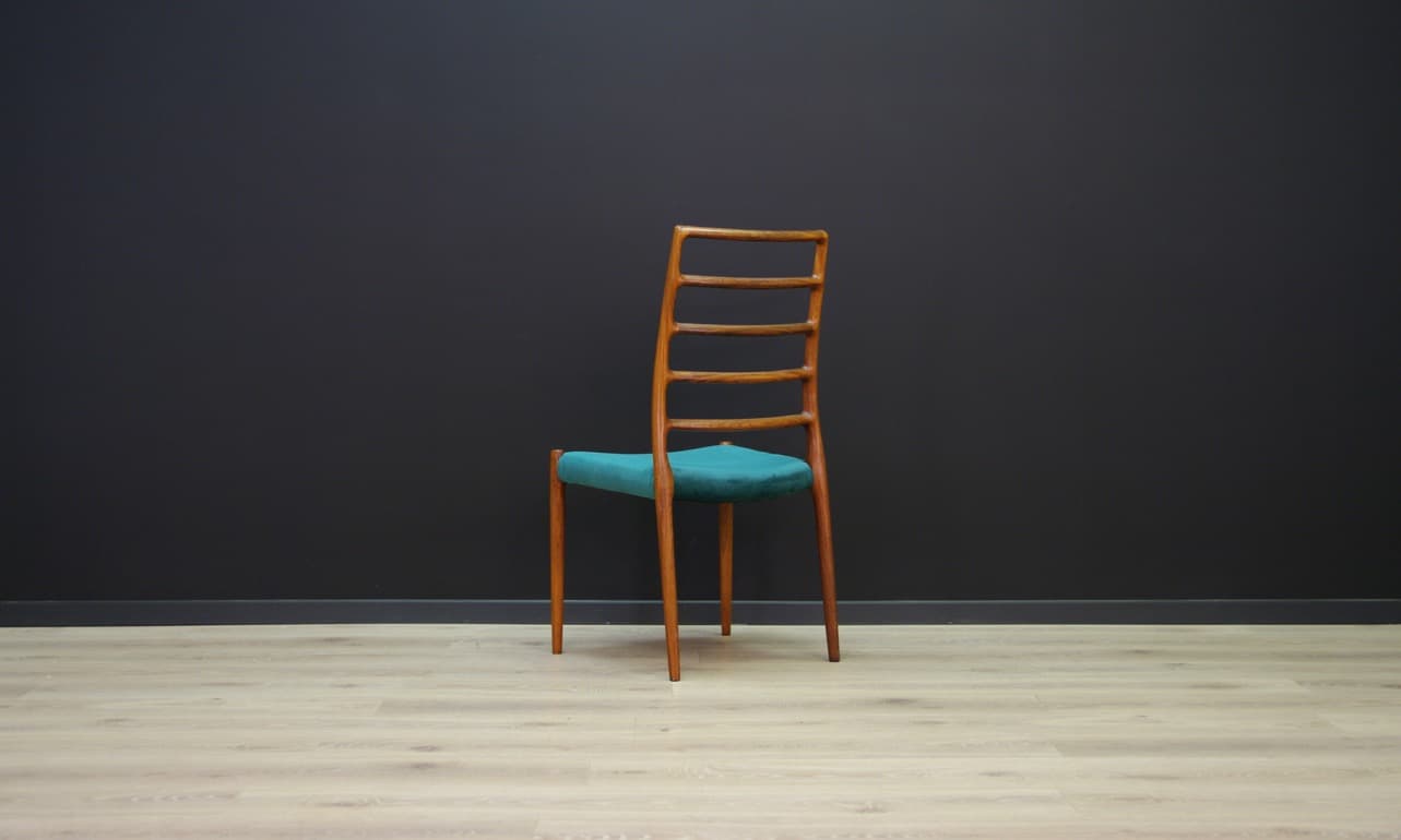 Krzesło Model 82, zielony, palisander, proj. N.O. Møller, J.L. Møllers, Dania, lata 60. - 49702