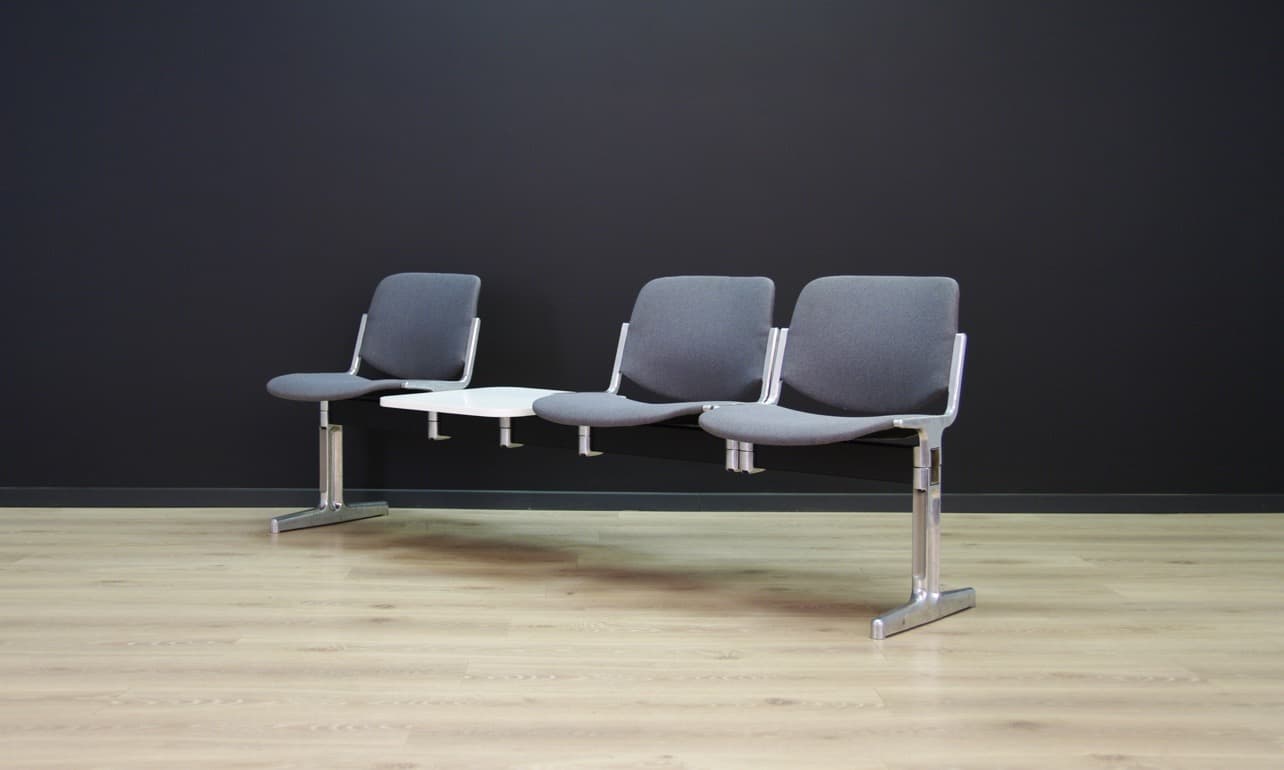 Ławka, szary, aluminium, Dania, lata 60. - 45143