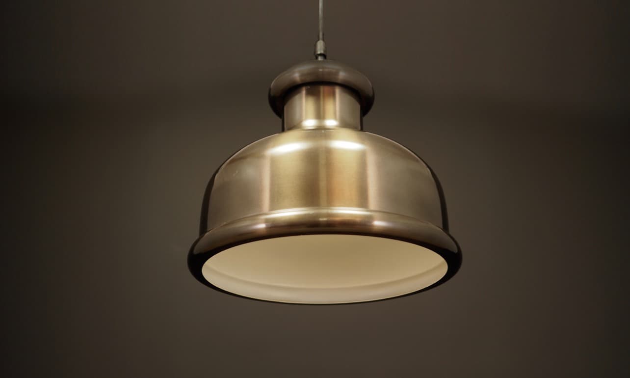 Pendant lamp, brown metal, Holmegaard, Denmark, 1970s - 45120