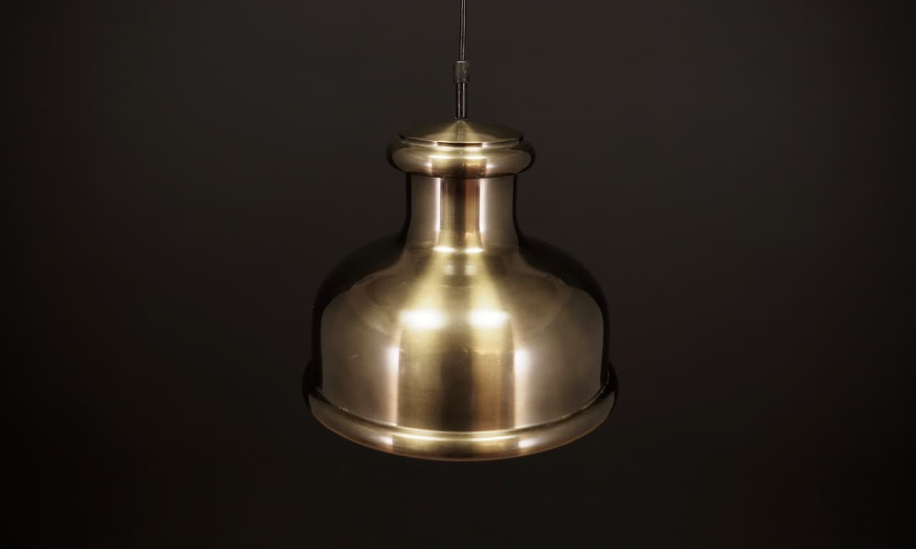 Pendant lamp, brown metal, Holmegaard, Denmark, 1970s - 45122