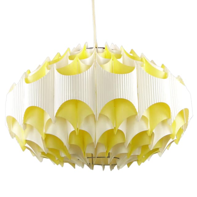 Chandelier Space Age, ivory white, plastic, E.S.I Nowa Huta, Poland, 1960s. - DIMENSION