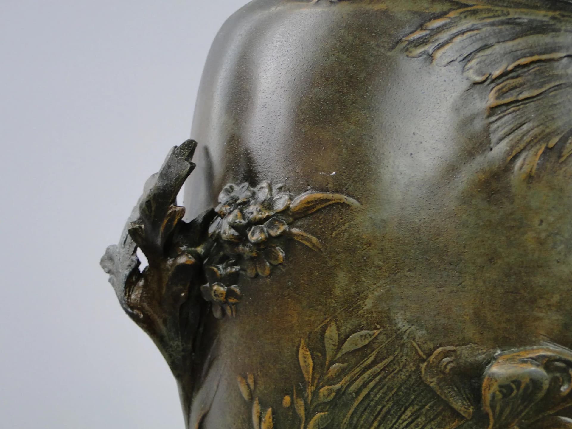 Art Nouveau Vase, dark brown metal, by A. Moreau, France, early 20th c. - 45294