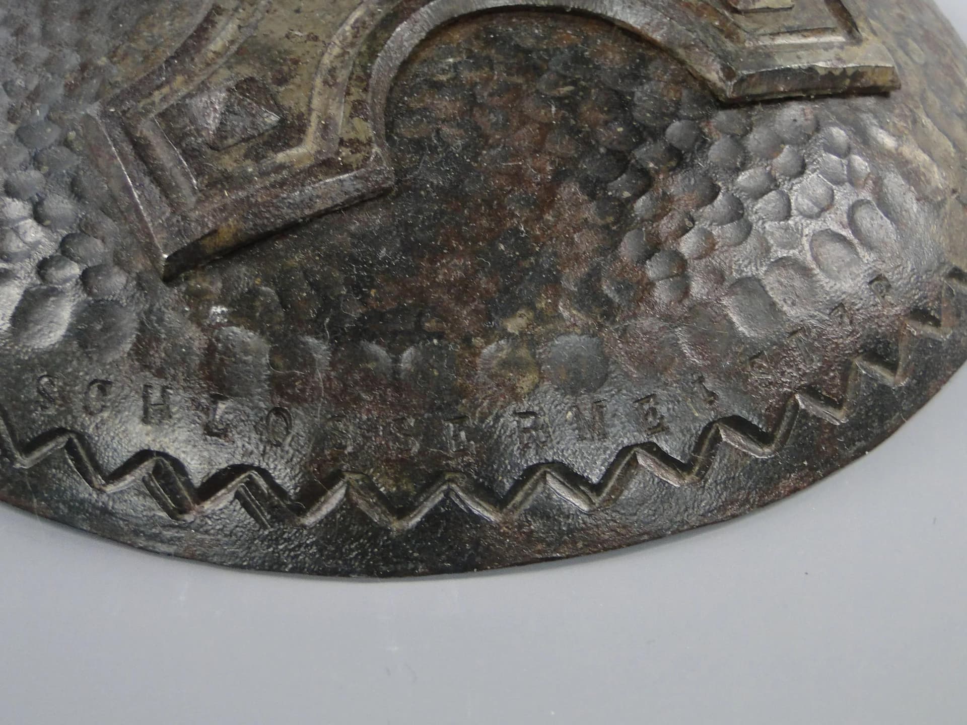 Świecznik secesyjny, stal szara, Polska, lata 30. - 45291