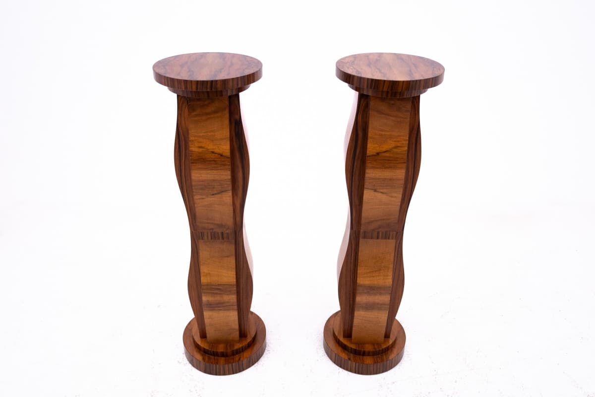 Orzechowe kolumny Art Deco, Polska, lata 40. - 47741