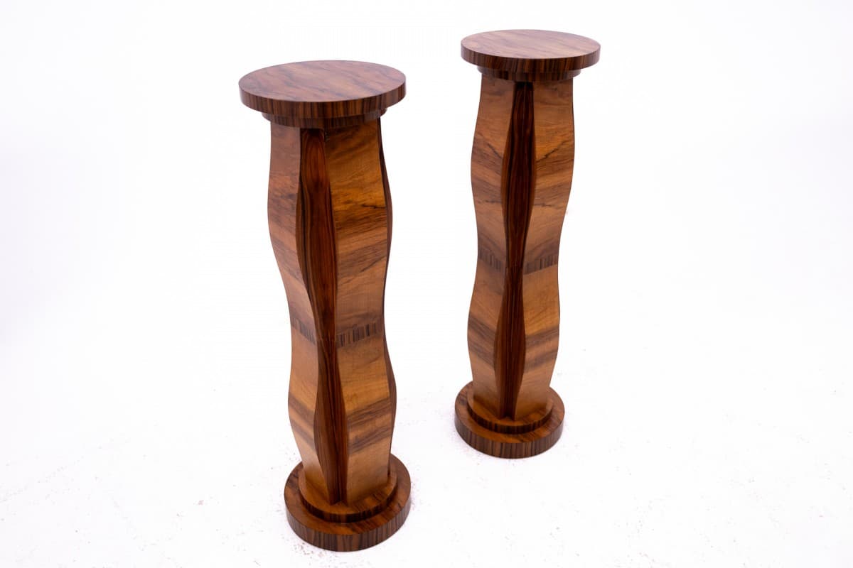 Orzechowe kolumny Art Deco, Polska, lata 40. - 47742