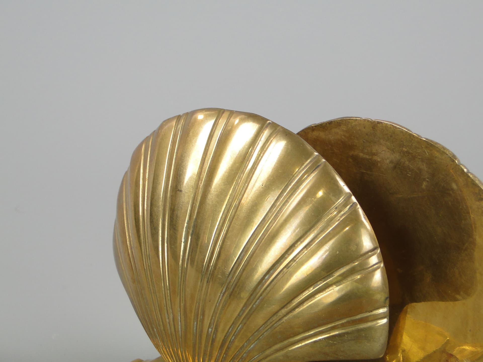 Para podpórek do książek, muszle, mosiądz złoty, La Maison Jansen, Francja, lata 60. - 45513