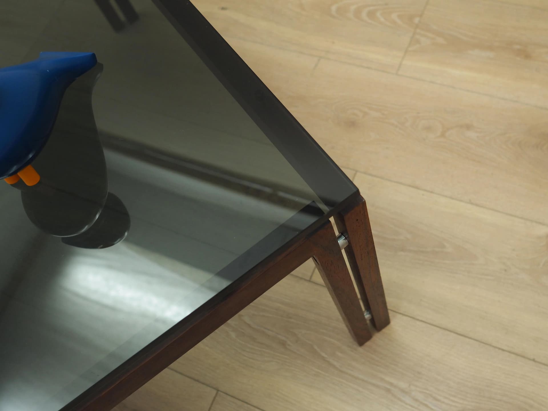 Coffee table, brown rosewood, black glass, Denmark, 1970s - 45445