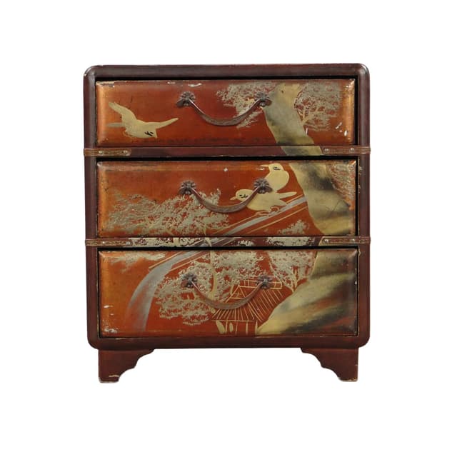 Sepet, epoka Meiji, brązowo-czerwony, drewno lakierowane, Japonia, początek XX w. - WYMIARY