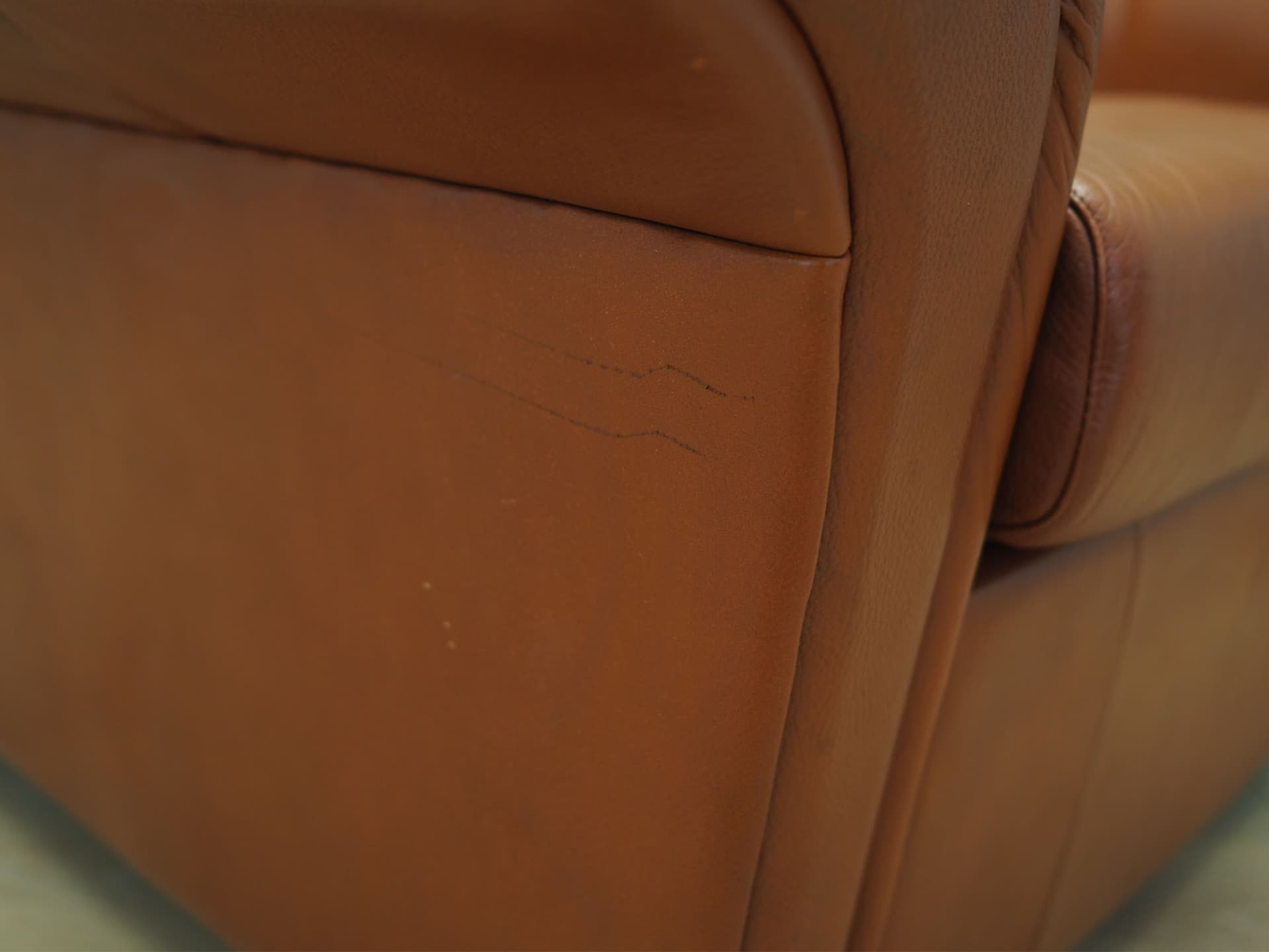 Armchair, brown leather, metal, Denmark, 1960s. - 49651