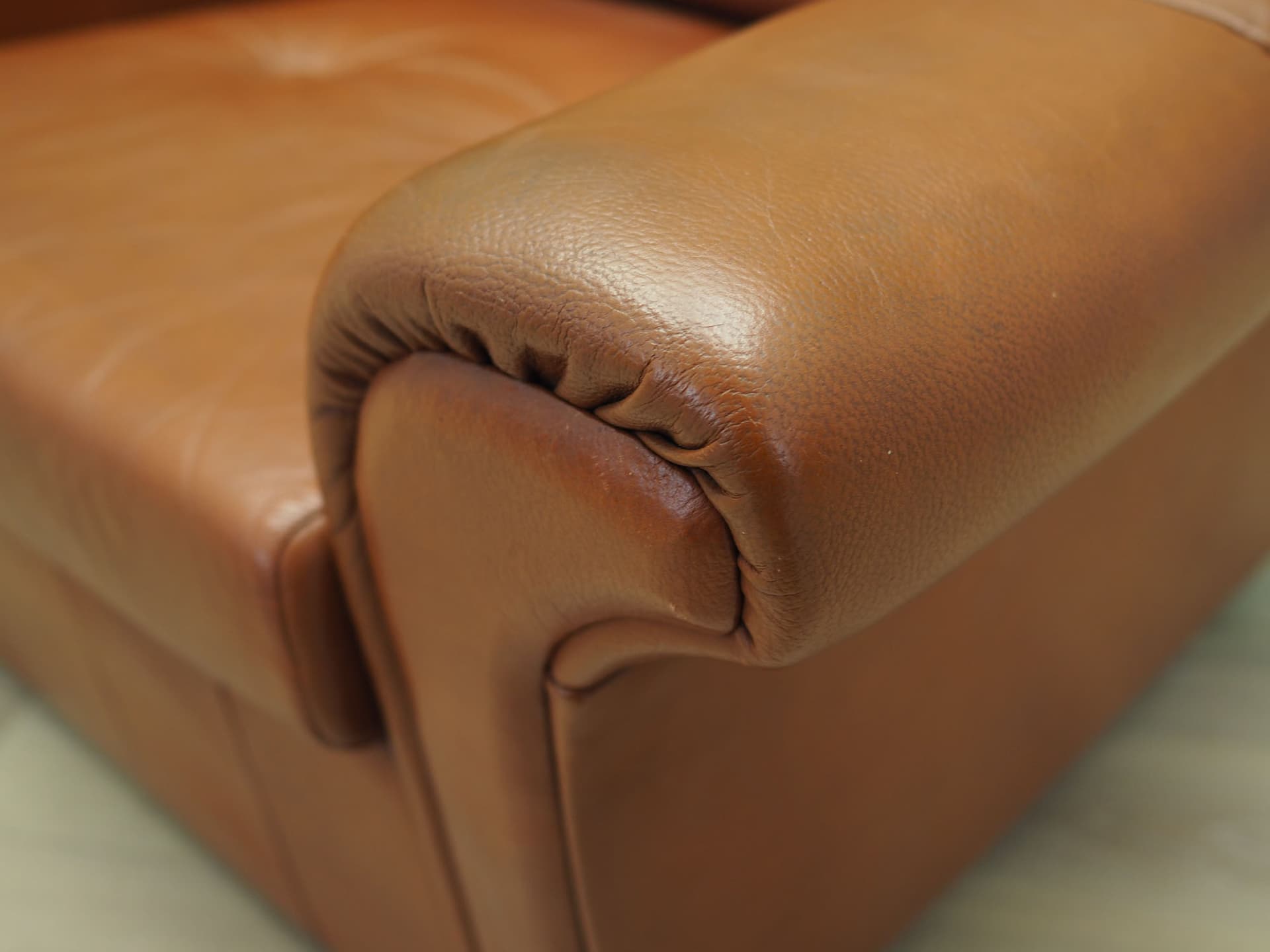 Armchair, brown leather, metal, Denmark, 1960s. - 49649