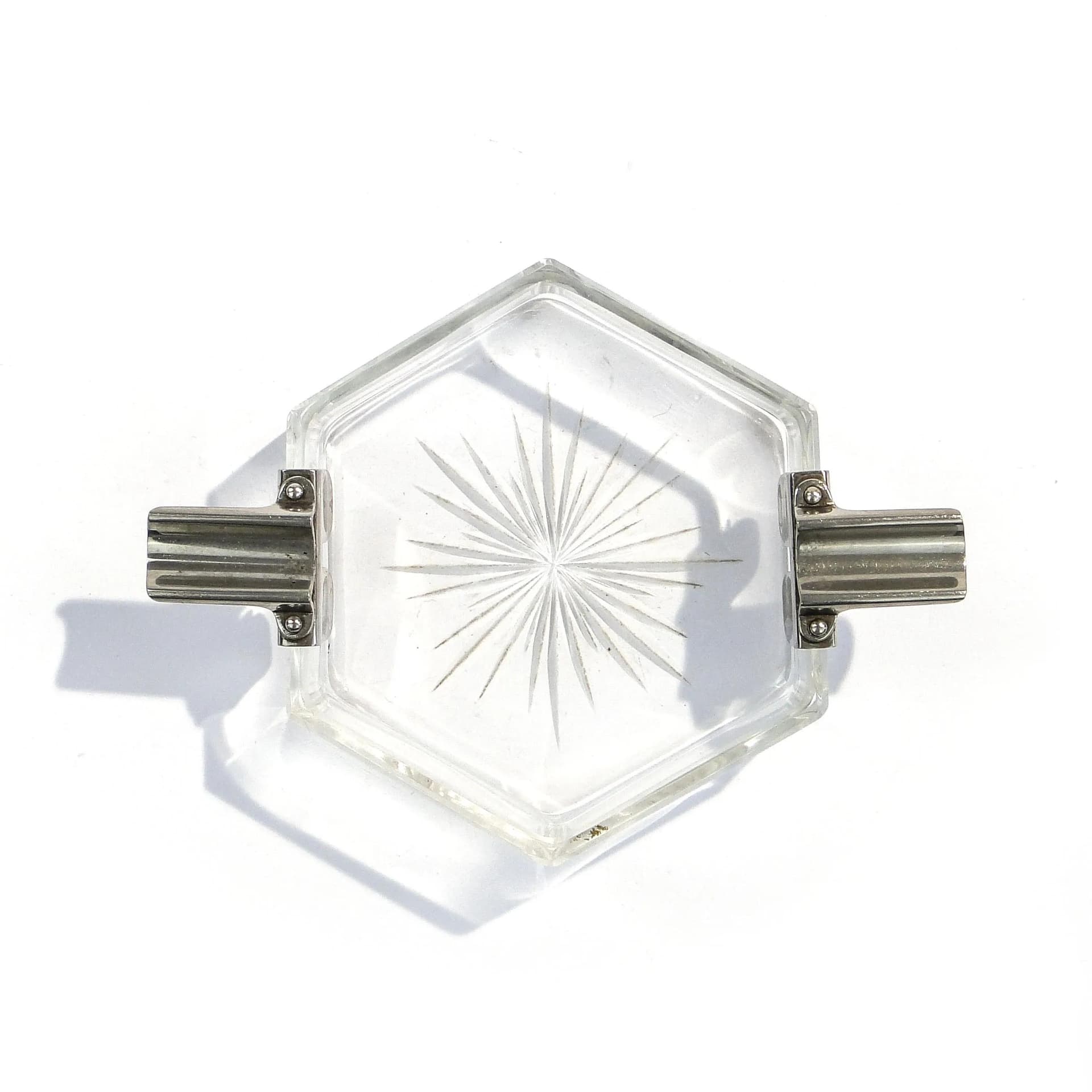 Popielniczka Art Deco, kryształ transparentny, Niemcy, lata 30. - 45494