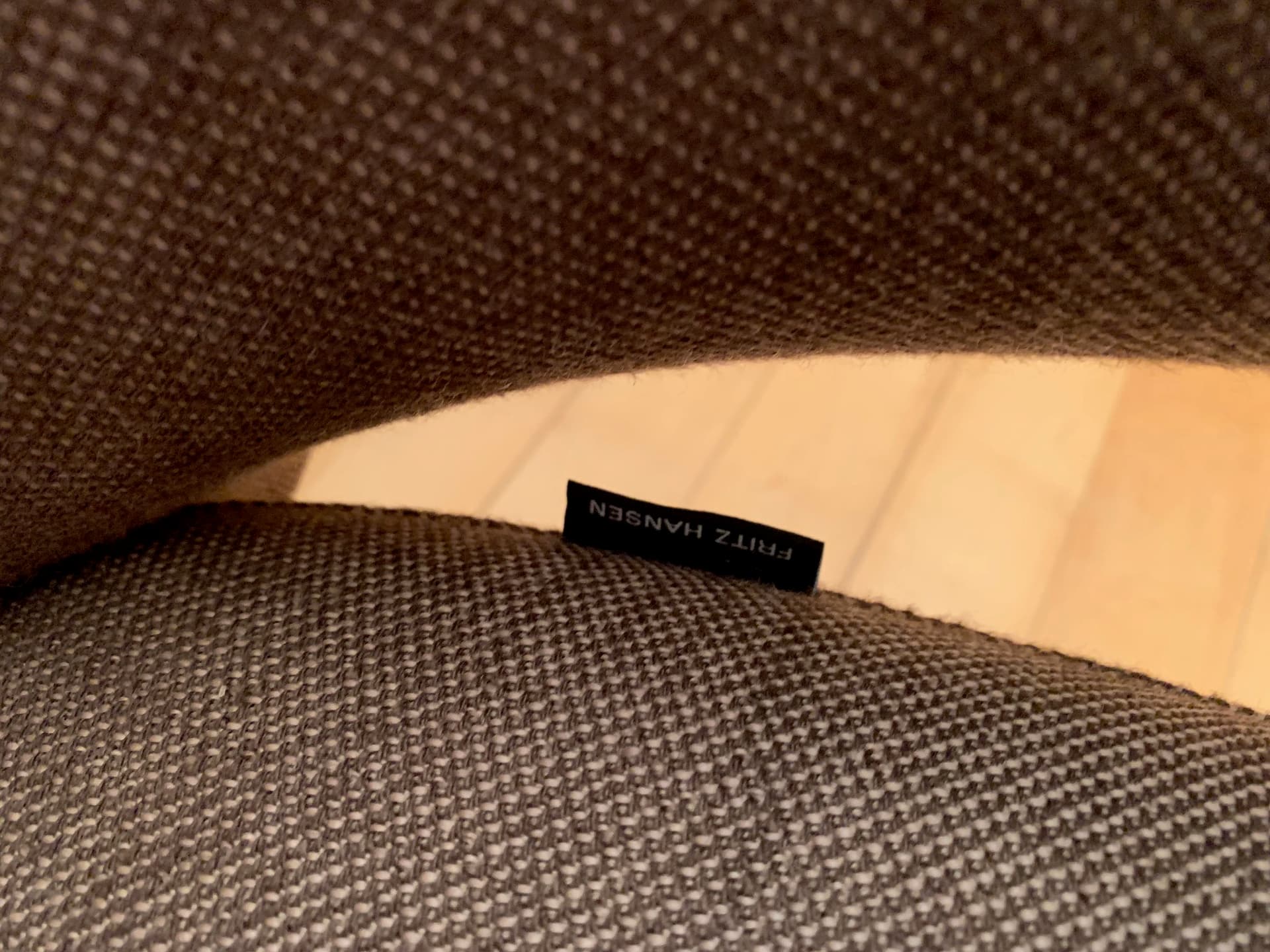 Armchair Let, taupe fabric, light oak, by S. Herkner, Fritz Hansen, Denmark - 45584