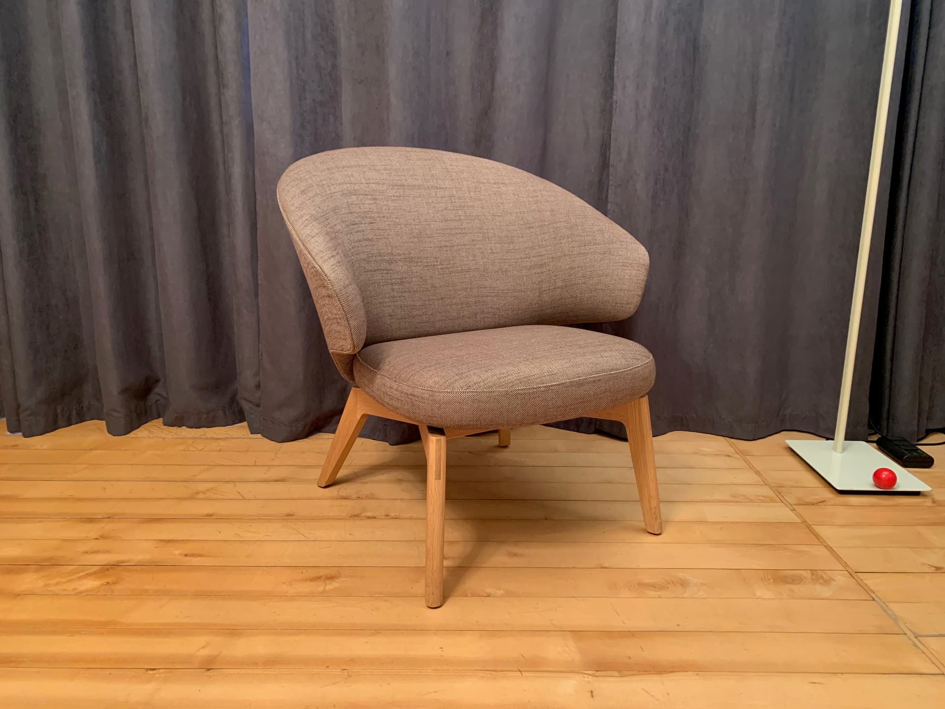 Armchair Let, taupe fabric, light oak, by S. Herkner, Fritz Hansen, Denmark - 45577