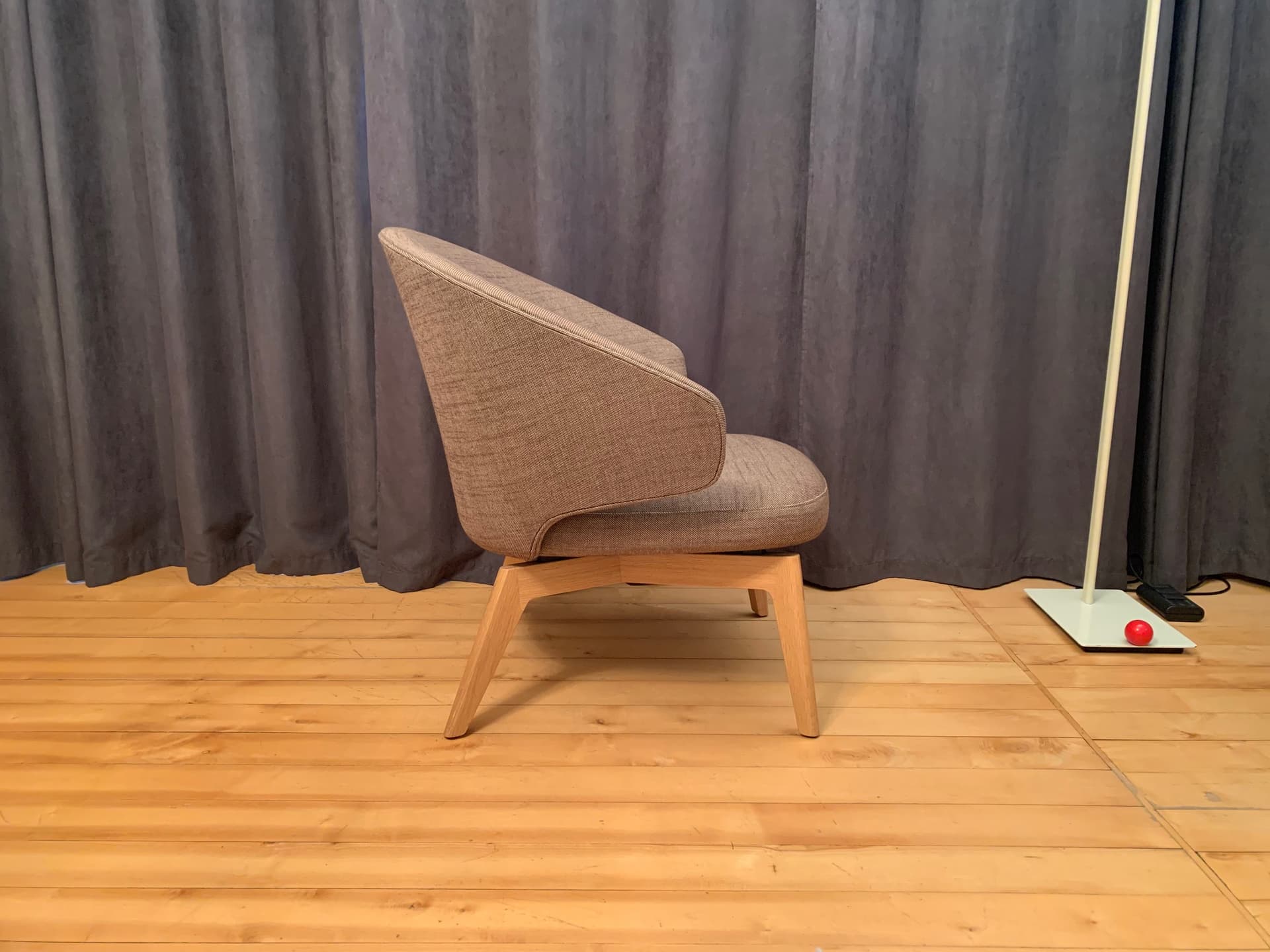 Armchair Let, taupe fabric, light oak, by S. Herkner, Fritz Hansen, Denmark - 45580