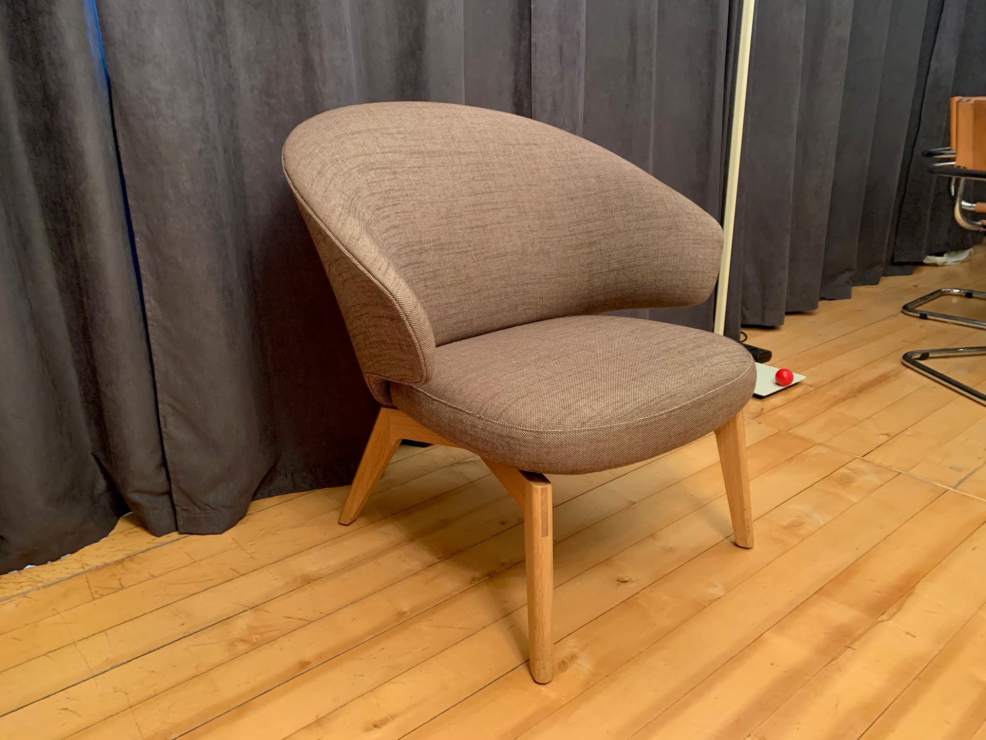 Armchair Let, taupe fabric, light oak, by S. Herkner, Fritz Hansen, Denmark - 45578