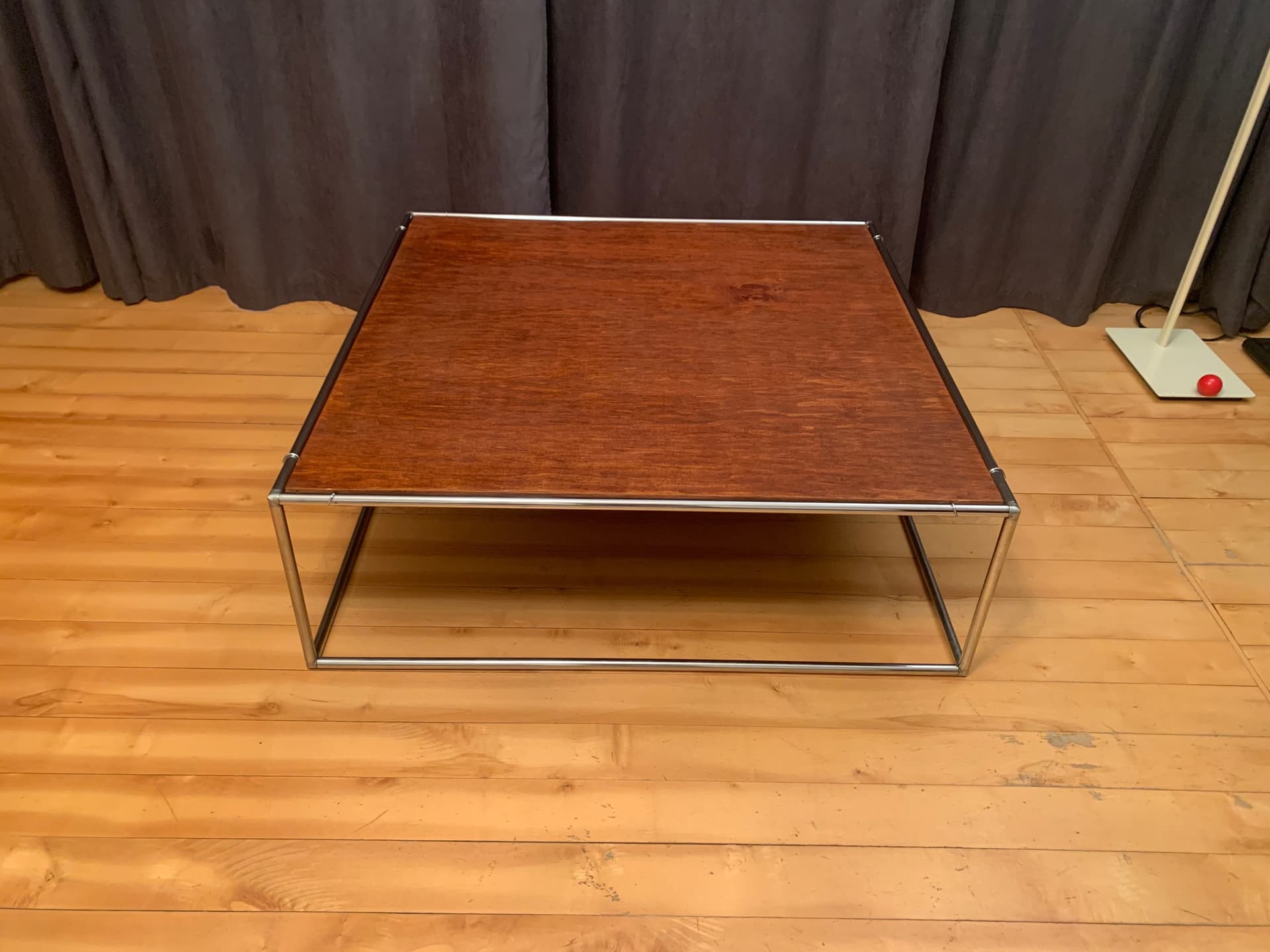 Coffee Table Amiral, brown wood, brass metal, by K. Mobring, Ikea, Sweden, 1970s. - 45608