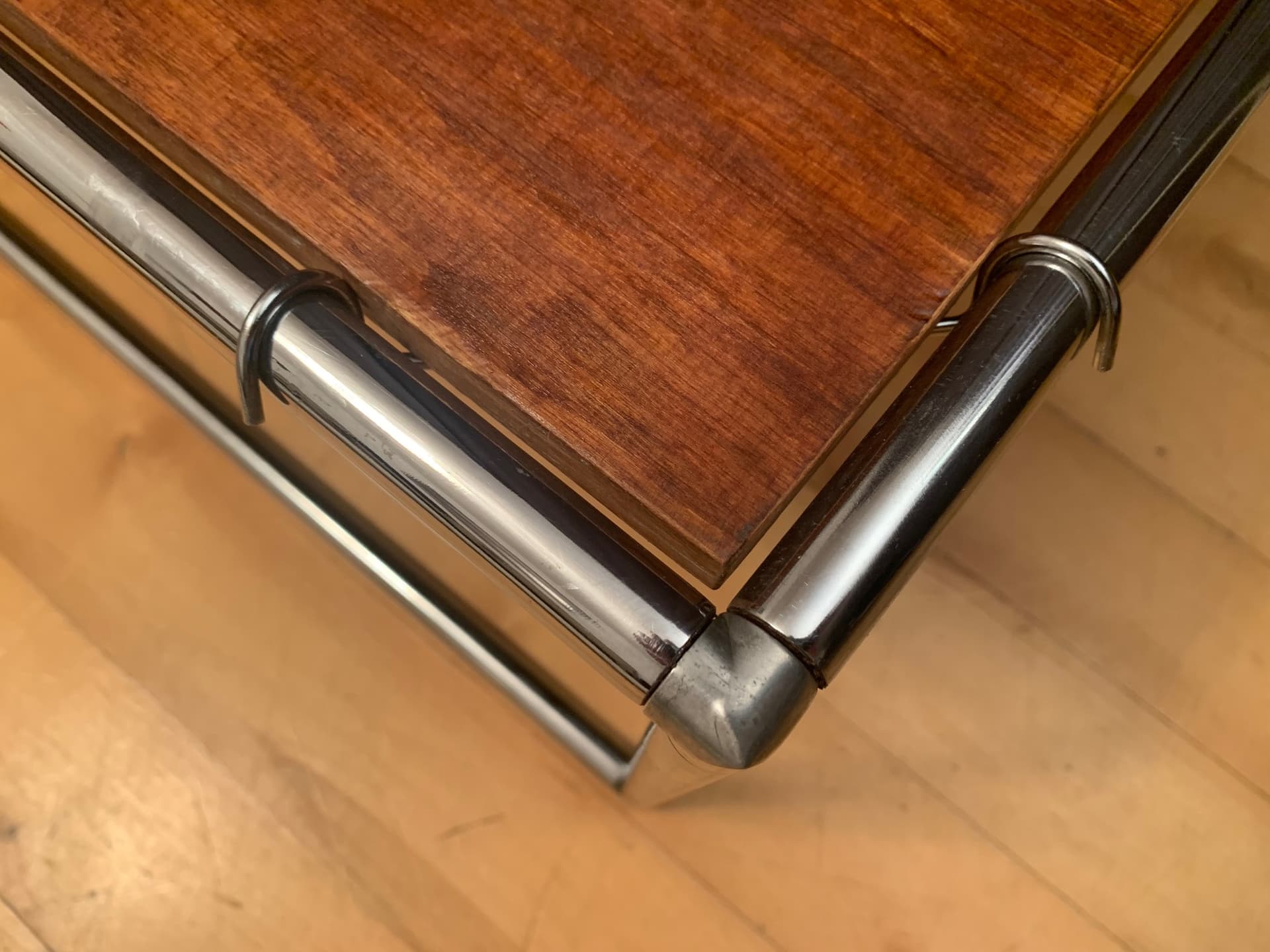 Coffee Table Amiral, brown wood, brass metal, by K. Mobring, Ikea, Sweden, 1970s. - 45614