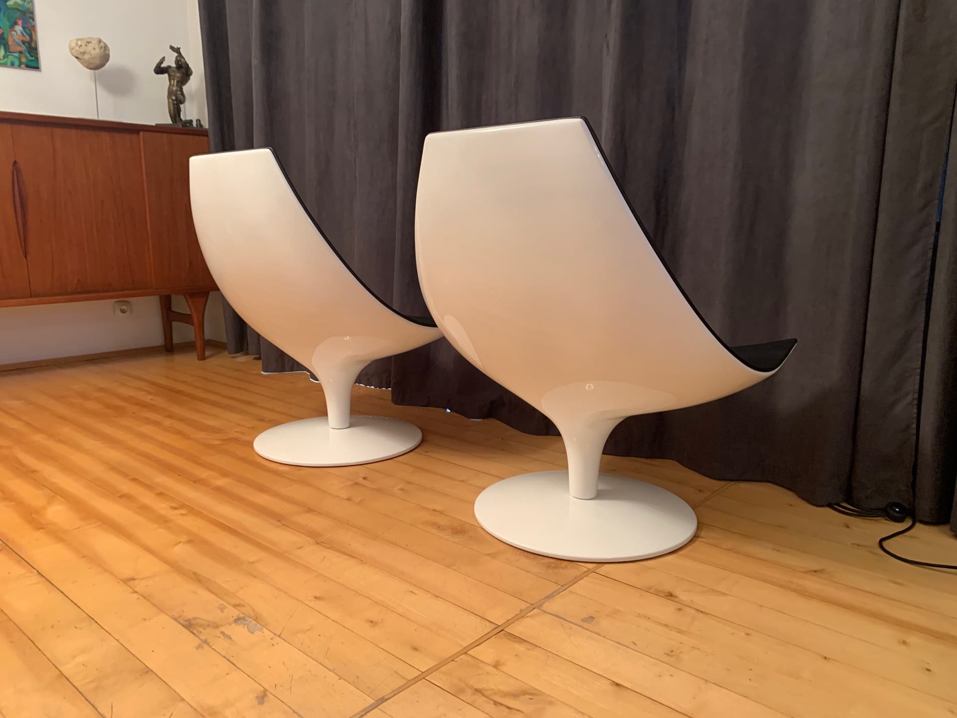 Para foteli Moon, skóra naturalna czarna, proj. P. Arosio, Tacchini, Włochy - 45636