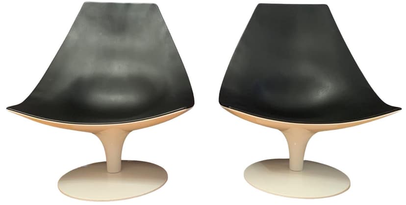 Para foteli Moon, skóra naturalna czarna, proj. P. Arosio, Tacchini, Włochy