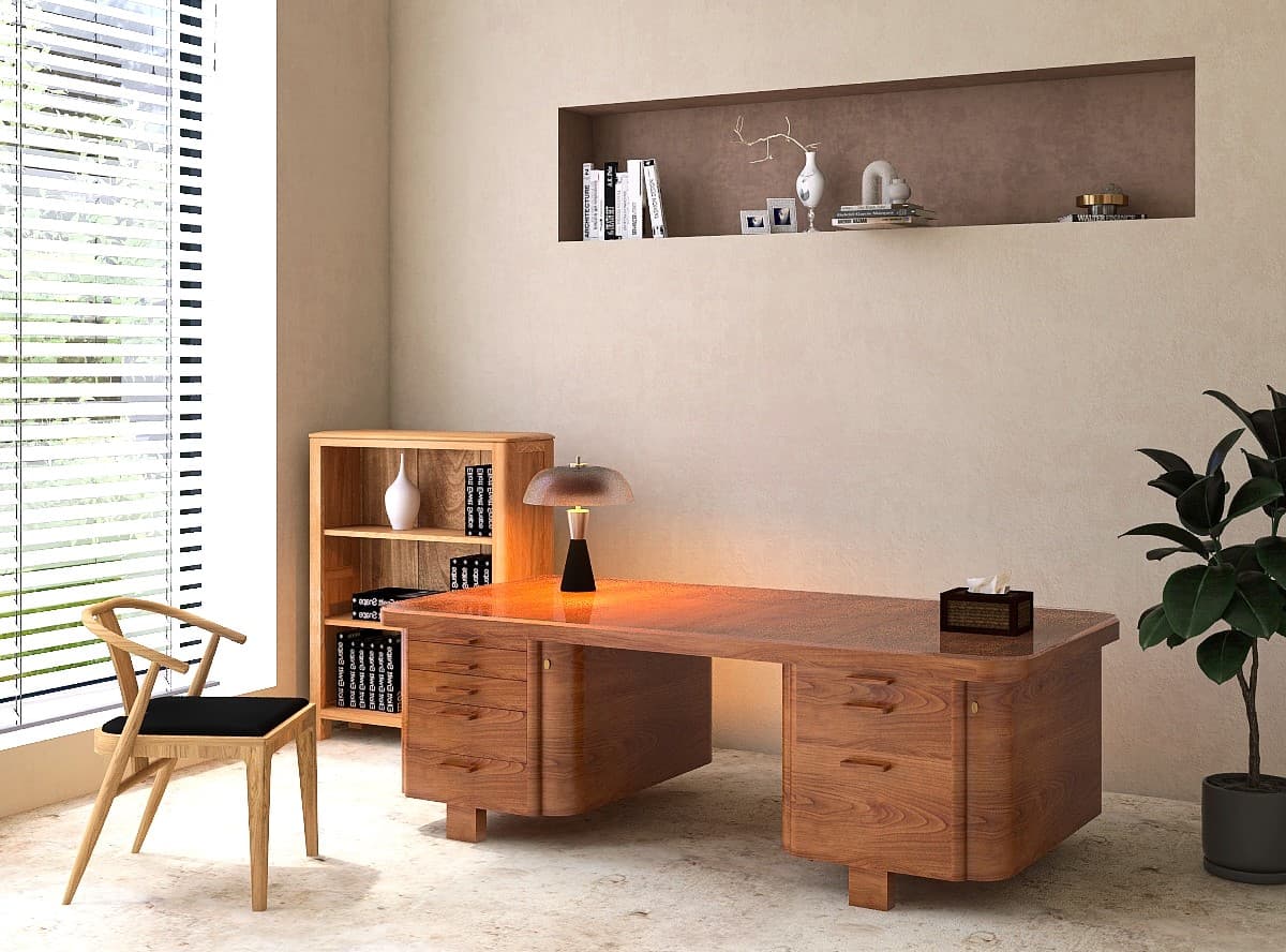 Desk, light brown oak, by G. Ericsson, Switzerland, 1950s. - 45669
