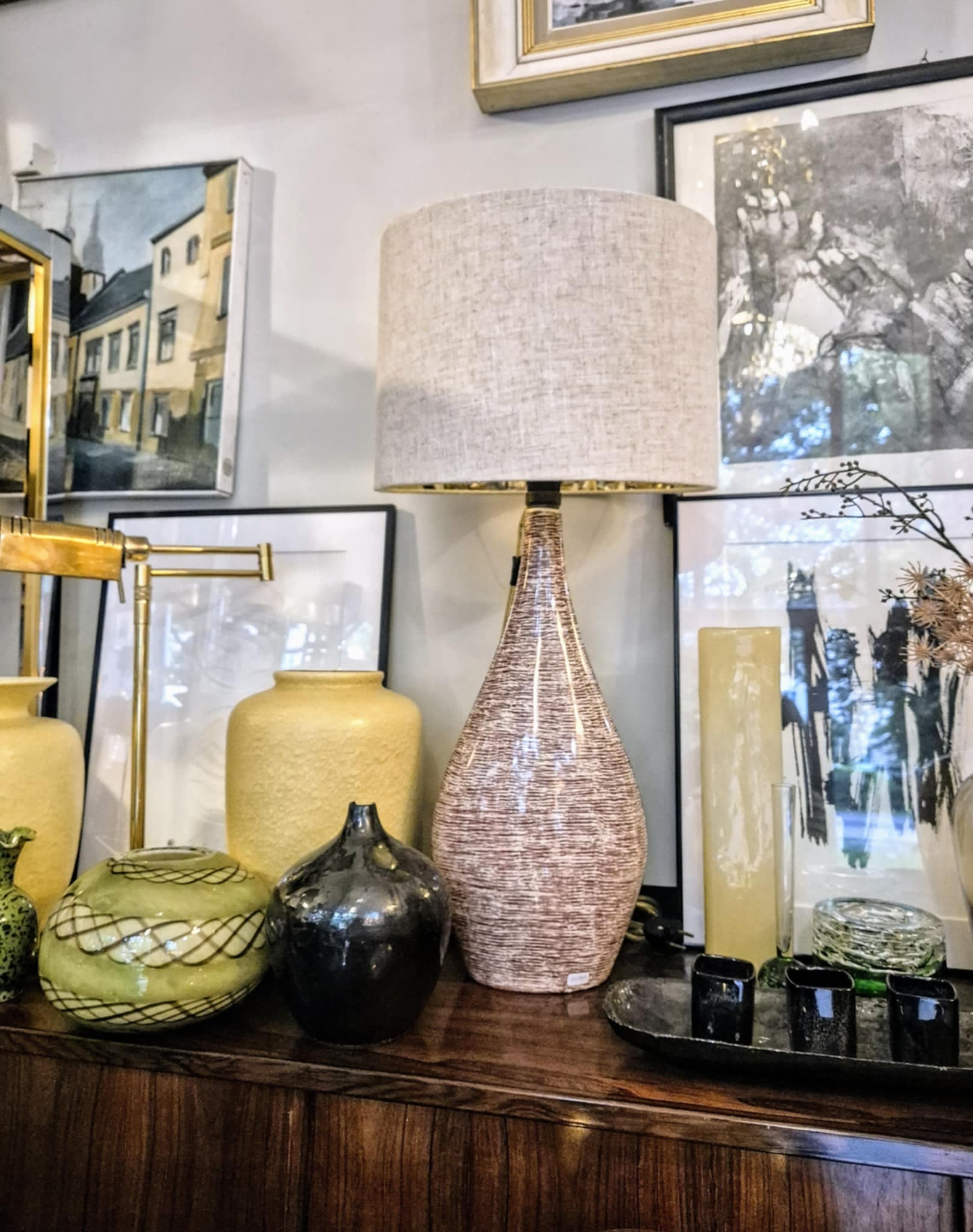 Table Lamp New Look, maroon ceramic, Zakłady Porcelitu Stołowego Tułowice, Poland, 1960s. - 46357