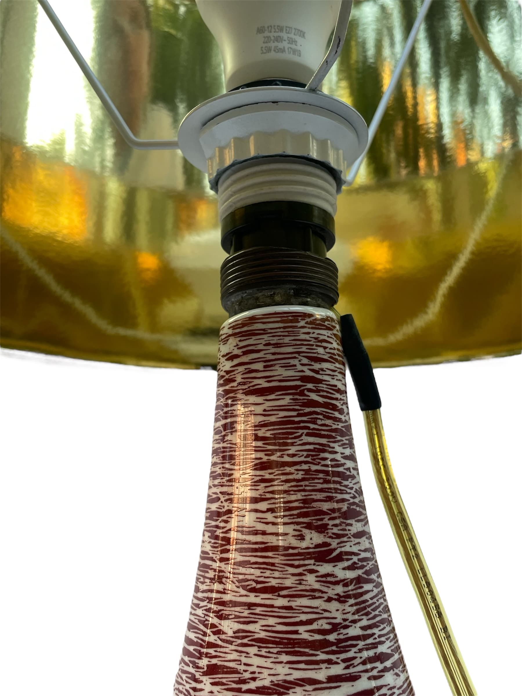 Table Lamp New Look, maroon ceramic, Zakłady Porcelitu Stołowego Tułowice, Poland, 1960s. - 45703