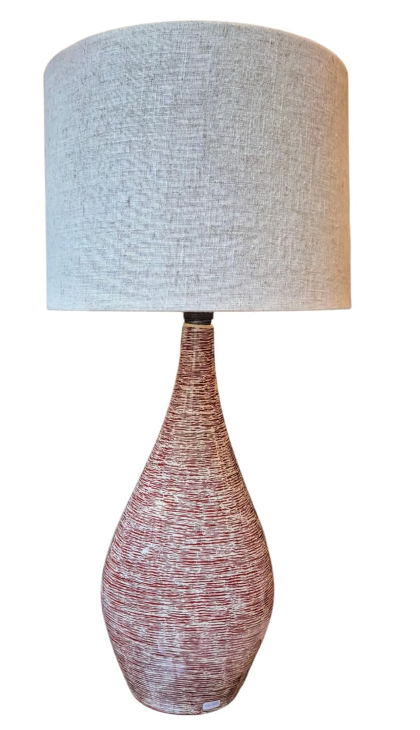 Table Lamp New Look, maroon ceramic, Zakłady Porcelitu Stołowego Tułowice, Poland, 1960s.