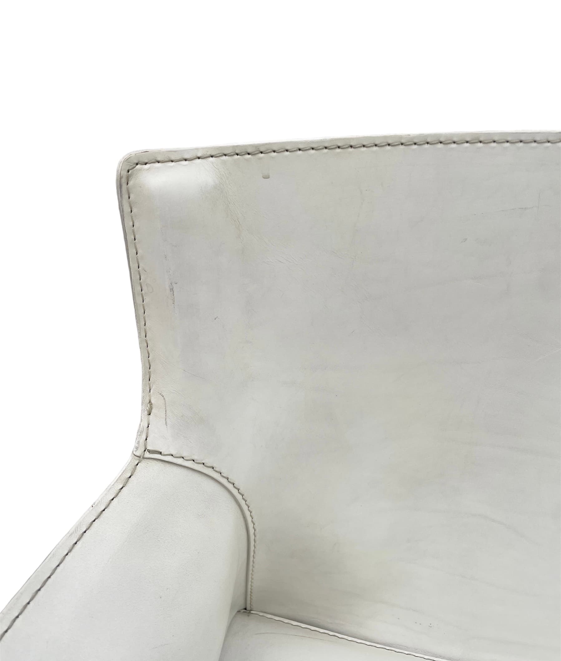 Fotel P90, skóra biała, proj. G. Vegni, FASEM, Włochy, lata 90. - 45713