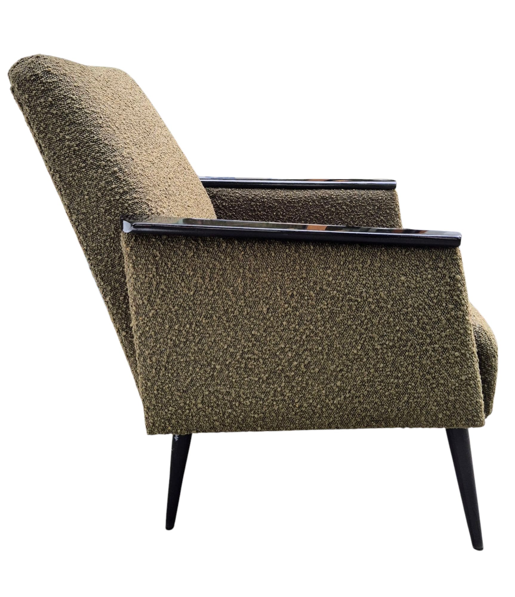 Fotel klubowy Gera, zielony, drewno czarne, Niemcy, lata 70. - 45740