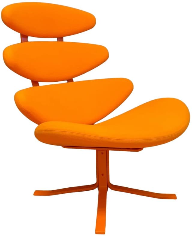 Fotel Corona Spectrum, tkanina pomarańczowa, stal pomarańczowa, proj. P. M. Volther, Erik Jørgensen, Dania - WYMIARY