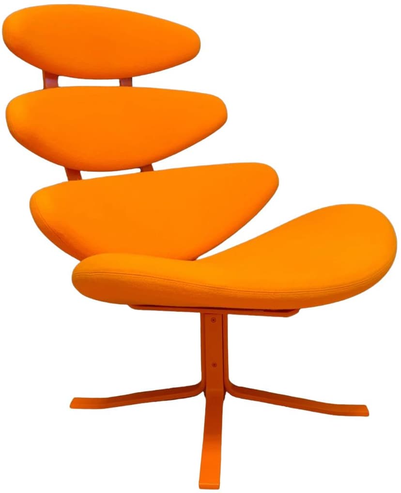 Fotel Corona Spectrum, tkanina pomarańczowa, stal pomarańczowa, proj. P. M. Volther, Erik Jørgensen, Dania