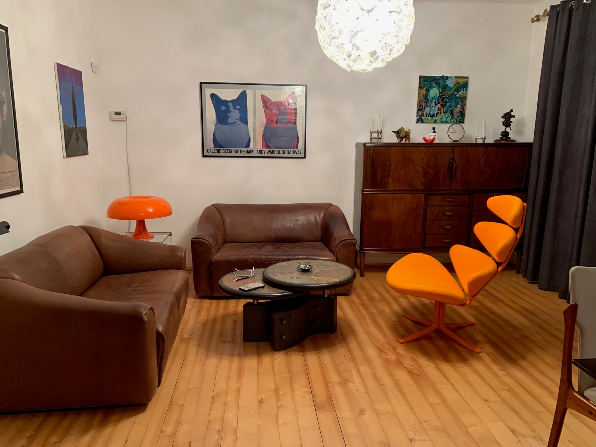 Fotel Corona Spectrum, tkanina pomarańczowa, stal pomarańczowa, proj. P. M. Volther, Erik Jørgensen, Dania - 45766