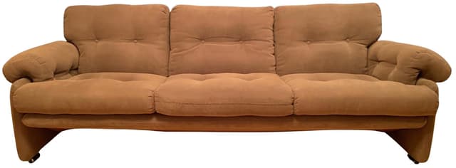 Sofa Coronado, brown velvet, by T. Scarpa, B&B Italia / C&B Italia, Italy, 1960s. - DIMENSION