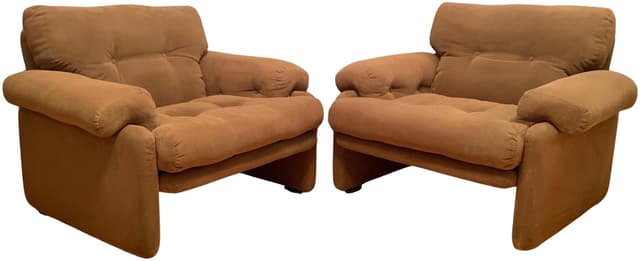 Pair of armchairs Coronado, light brown velvet, by T. Scarpa, C&B Italia, Italy, 1960s. - DIMENSION