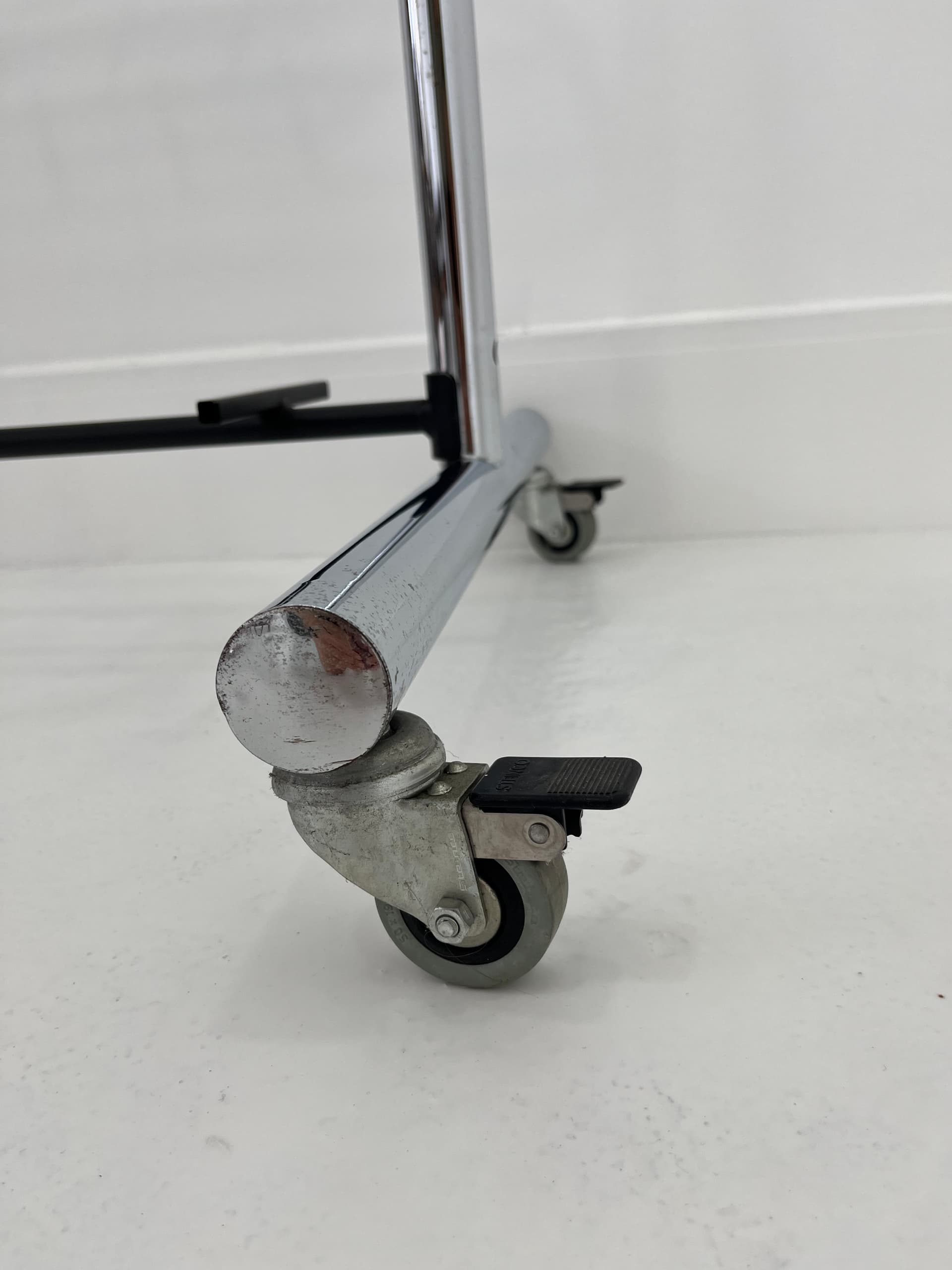 Standing Coat Rack Industrial, black, chrome steel, 1970s - 45948