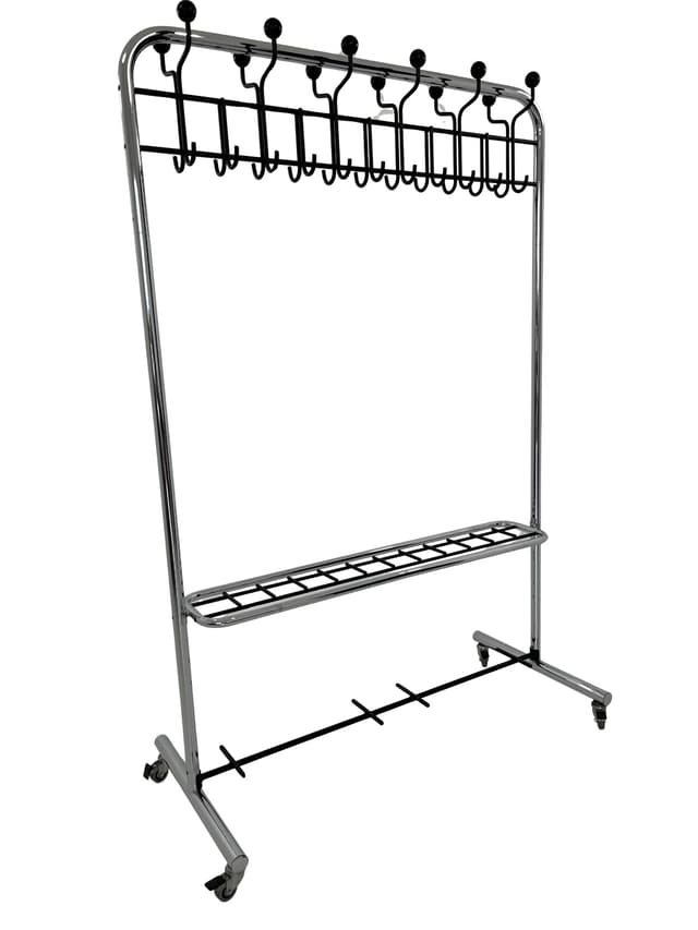 Standing Coat Rack Industrial, black, chrome steel, 1970s - DIMENSION