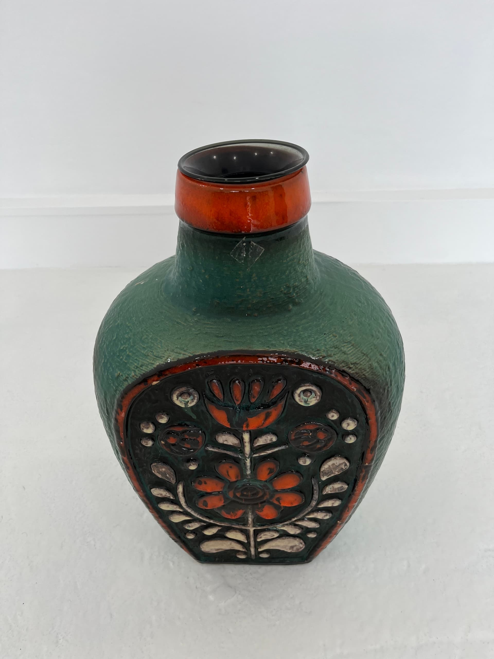 Wazon ceramiczny zielony, proj. P. Dieter, Niemcy, lata 70. - 45981