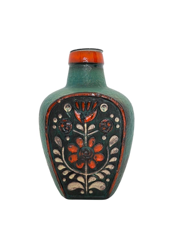 Wazon ceramiczny zielony, proj. P. Dieter, Niemcy, lata 70. - WYMIARY