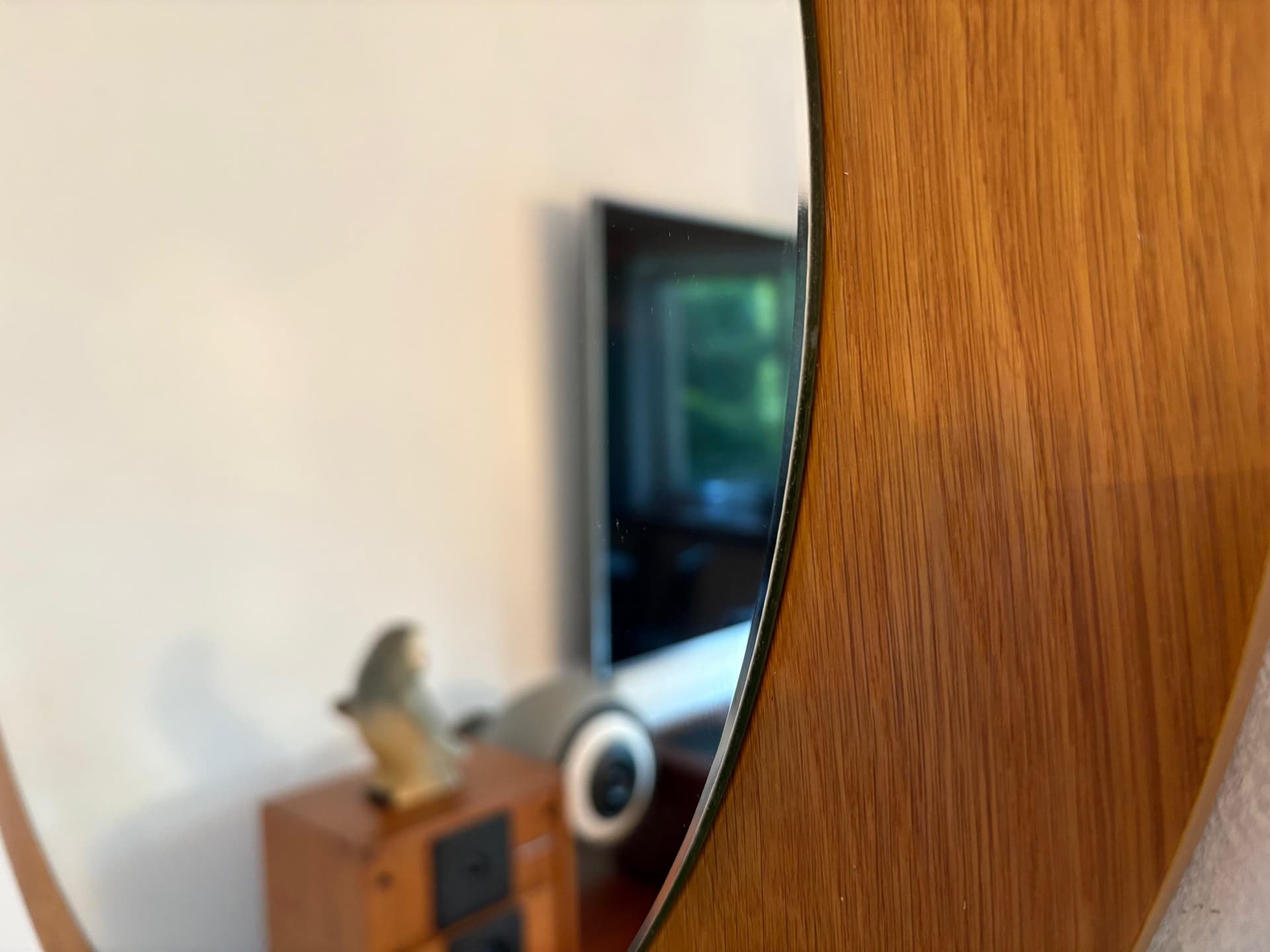 Mirror, brown wood, Denmark, 1960s. - 79801