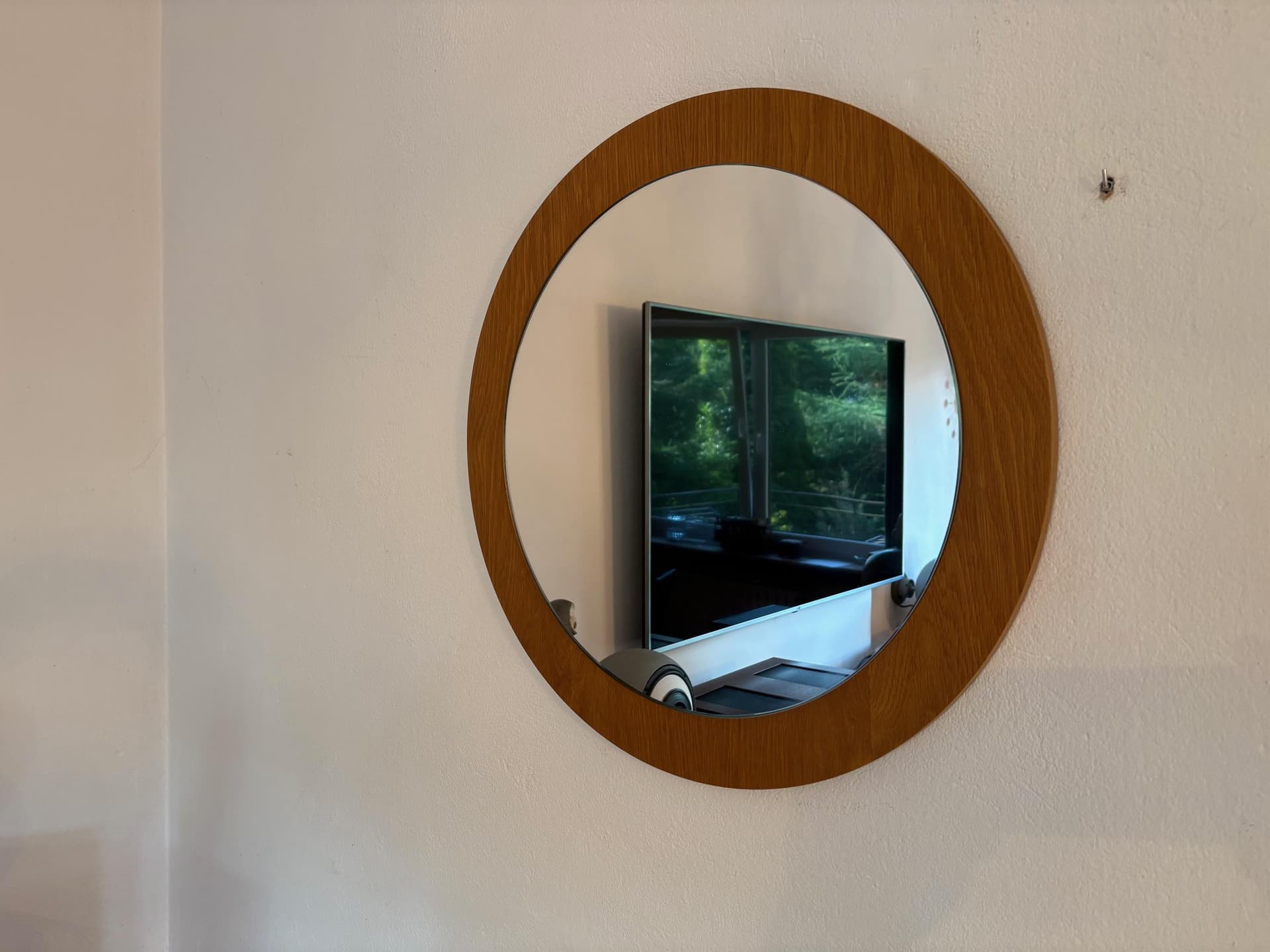 Mirror, brown wood, Denmark, 1960s. - 79799