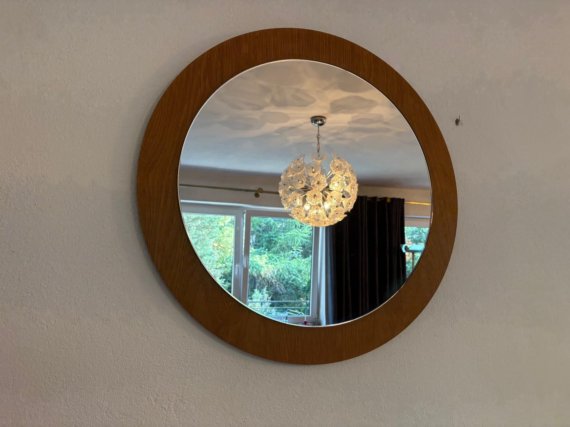 Mirror, brown wood, Denmark, 1960s. - 79802