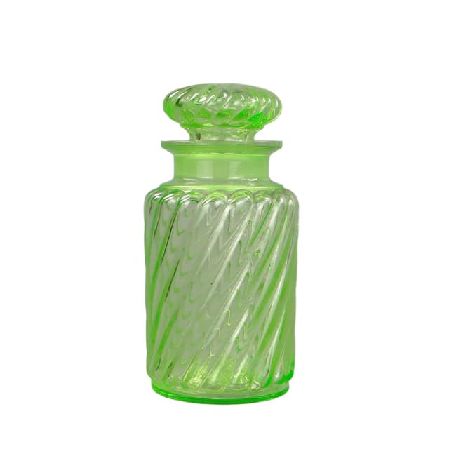 Uranium Green Glass Tea Caddy, Poland, 1910s - DIMENSION