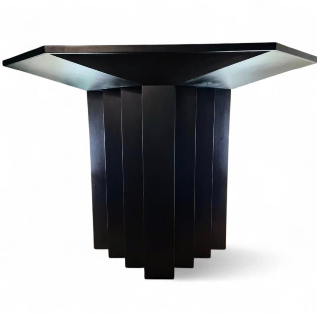 Konsola z lustrem, postmodernizm, drewno czarne, lata 90. - 60978