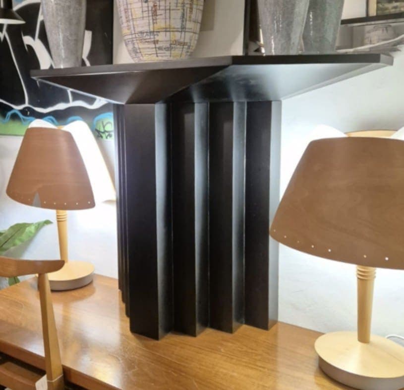 Konsola z lustrem, postmodernizm, drewno czarne, lata 90. - 60976